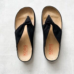 KORS Michael Kors Black Kid Suede Platform Sandals